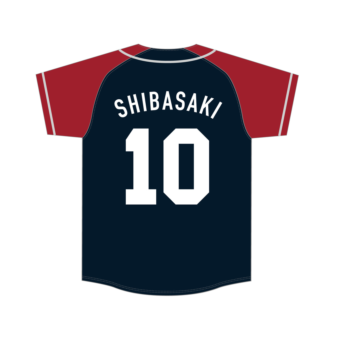 【#鹿島国立】ラグランベースボールシャツ（ネイビー×レッド）全8種