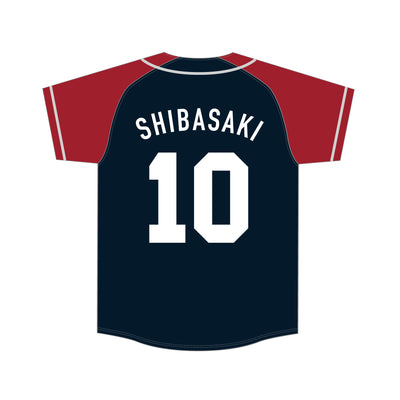 【#鹿島国立】ラグランベースボールシャツ（ネイビー×レッド）全8種