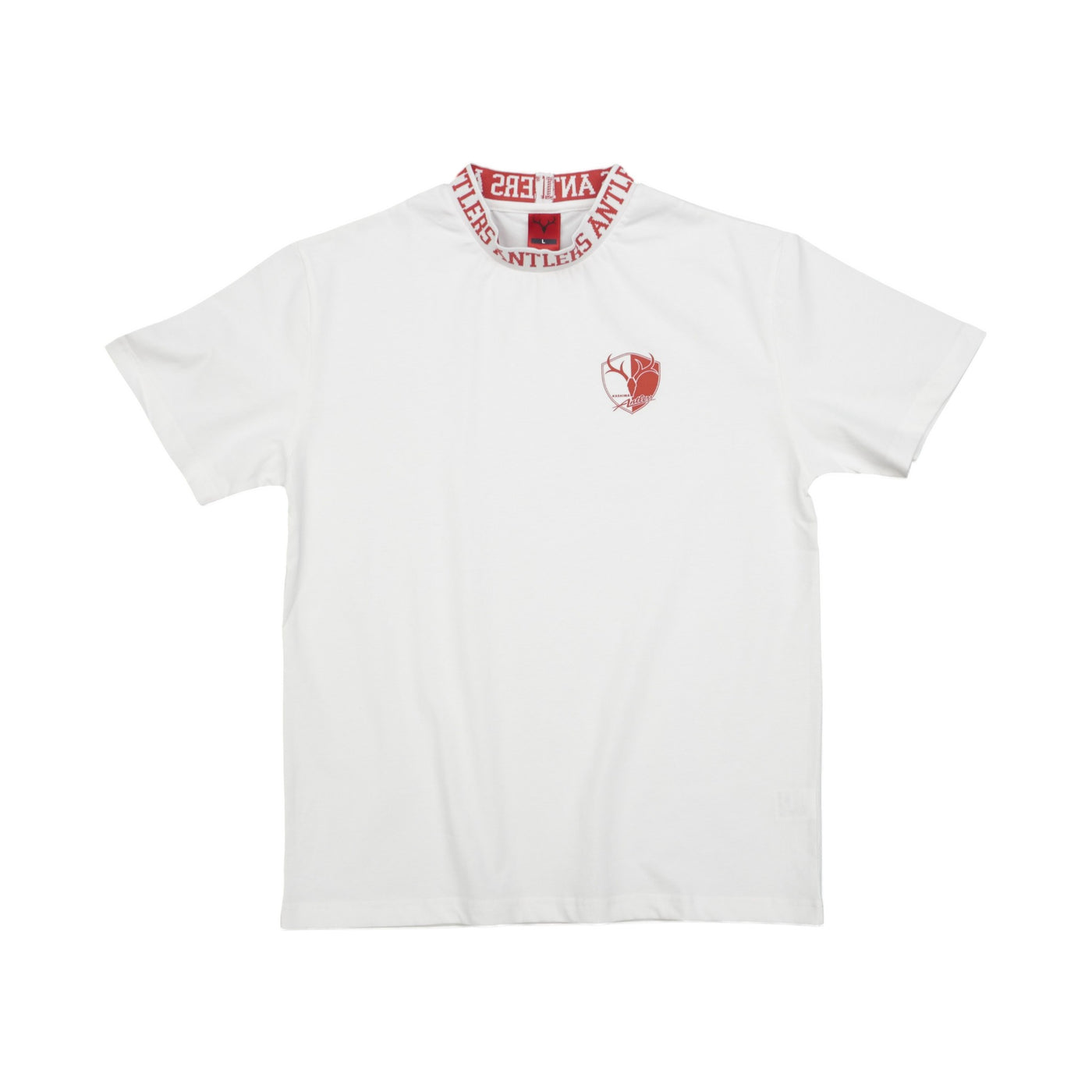 ジャガードネックTシャツ（エンブレム）ホワイト