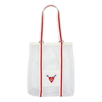 "tsuno" heart　メッシュトートバッグ（WHITE）