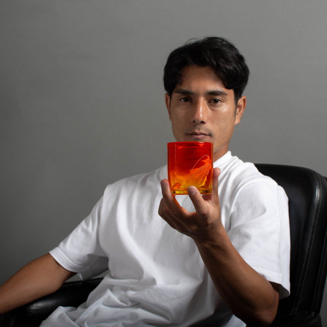 ロックグラス「13」（サイン刻印入り）/ 琉球ガラス工房 燈人【受注