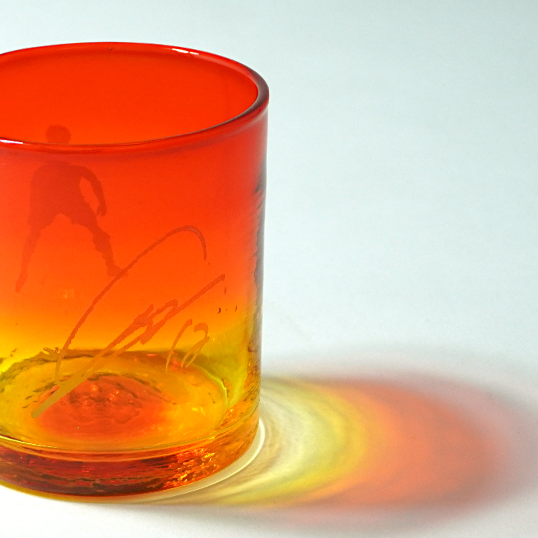 ロックグラス「13」（サイン・シルエット刻印入り）/ 琉球ガラス工房