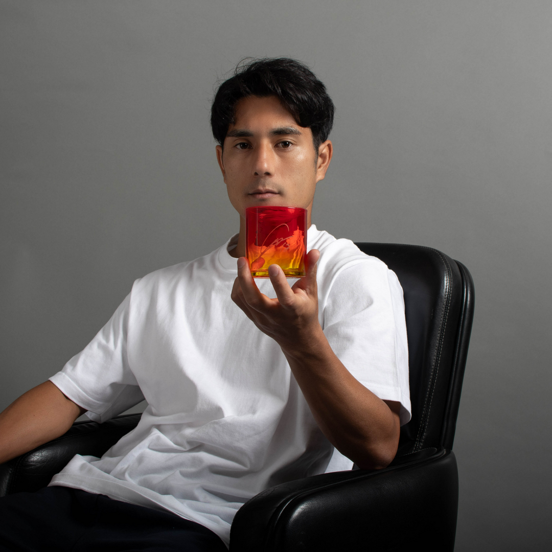 ロックグラス「13」（サイン・シルエット刻印入り）/ 琉球ガラス工房